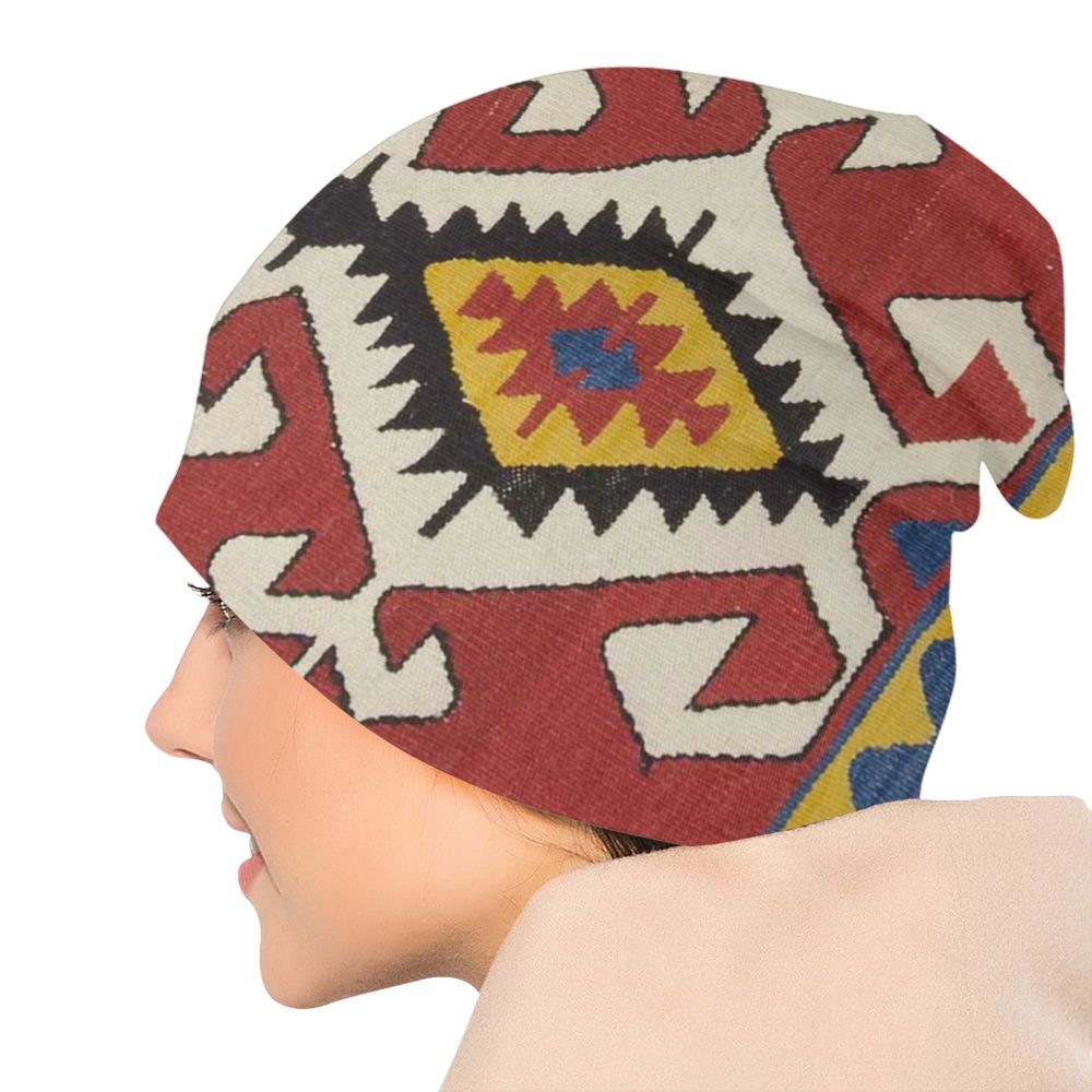 Custom Persian Kilim Print Skullies Beanies Caps Cool Warm Knitted Hats Unisex Bohemian Geometric Ethnic Style Bonnet Hats