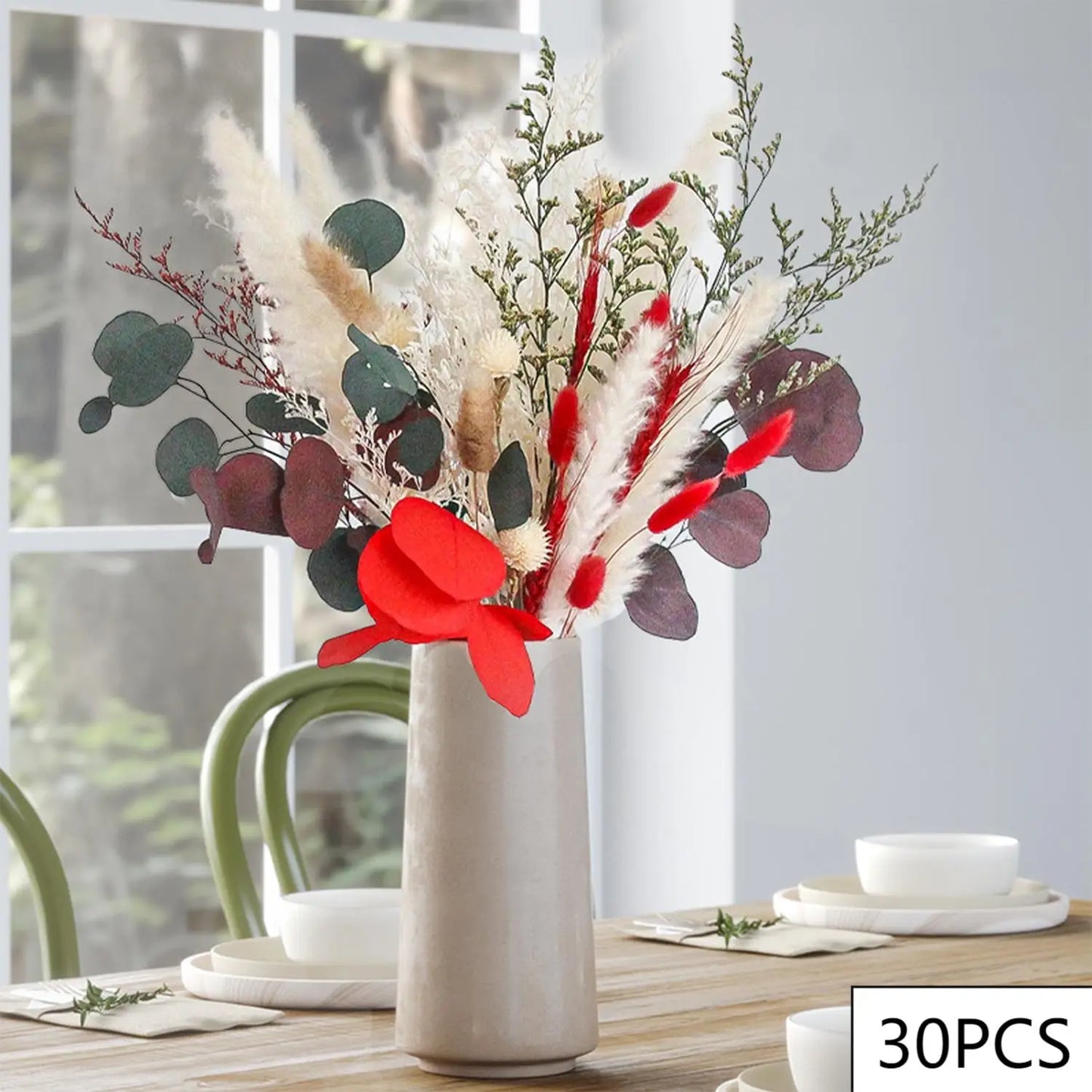 Natural Dried Pampas Grass Flowers Bouquet for Christmas Decoration Reed Eucalyptus Boho Home Decor DIY Making Craft Accessories