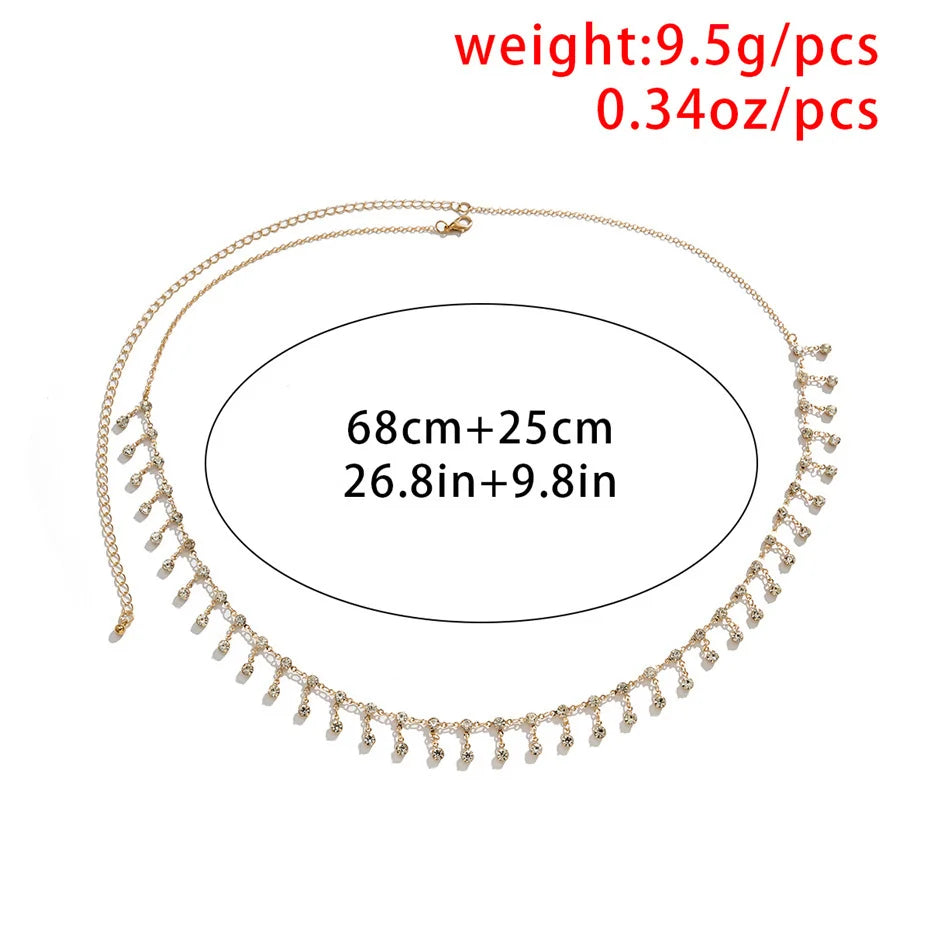 Sexy Tassel Waist Chain Belt Zircon Rhinestone Belly Body Chain Fashion Trend Jewelry For Women Festival Rave Party Accessories