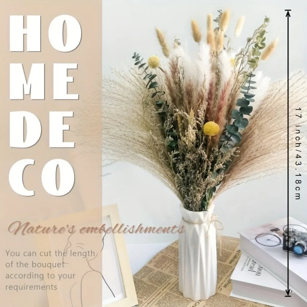 Natural Dried Pampas Grass Flowers Bouquet for Christmas Decoration Reed Eucalyptus Boho Home Decor DIY Making Craft Accessories