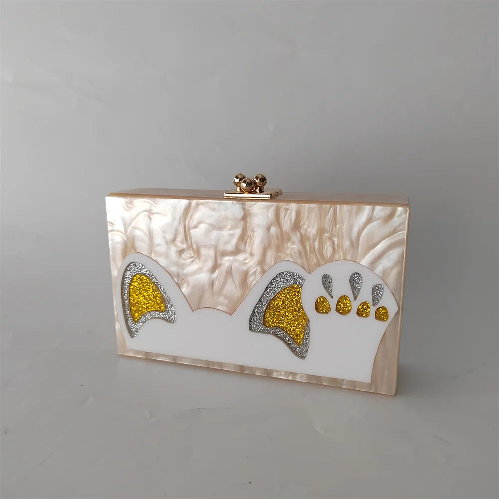 Cartoon Pearl Nude White Female Mini Wallet Brand Women Acrylic Evening Bag Wedding Party Clutch Purse Prom Casual Box Handbag