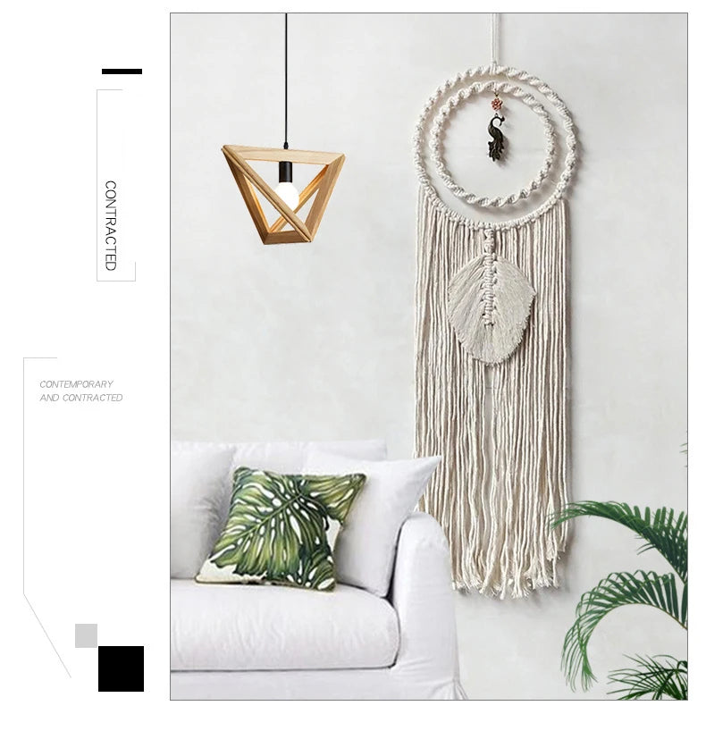 Macrame Wall Hanging Tapestry Dreamcatcher Hand-Woven Bohemia Tassel Curtain Tapestry Wedding Backgrou Boho Decor