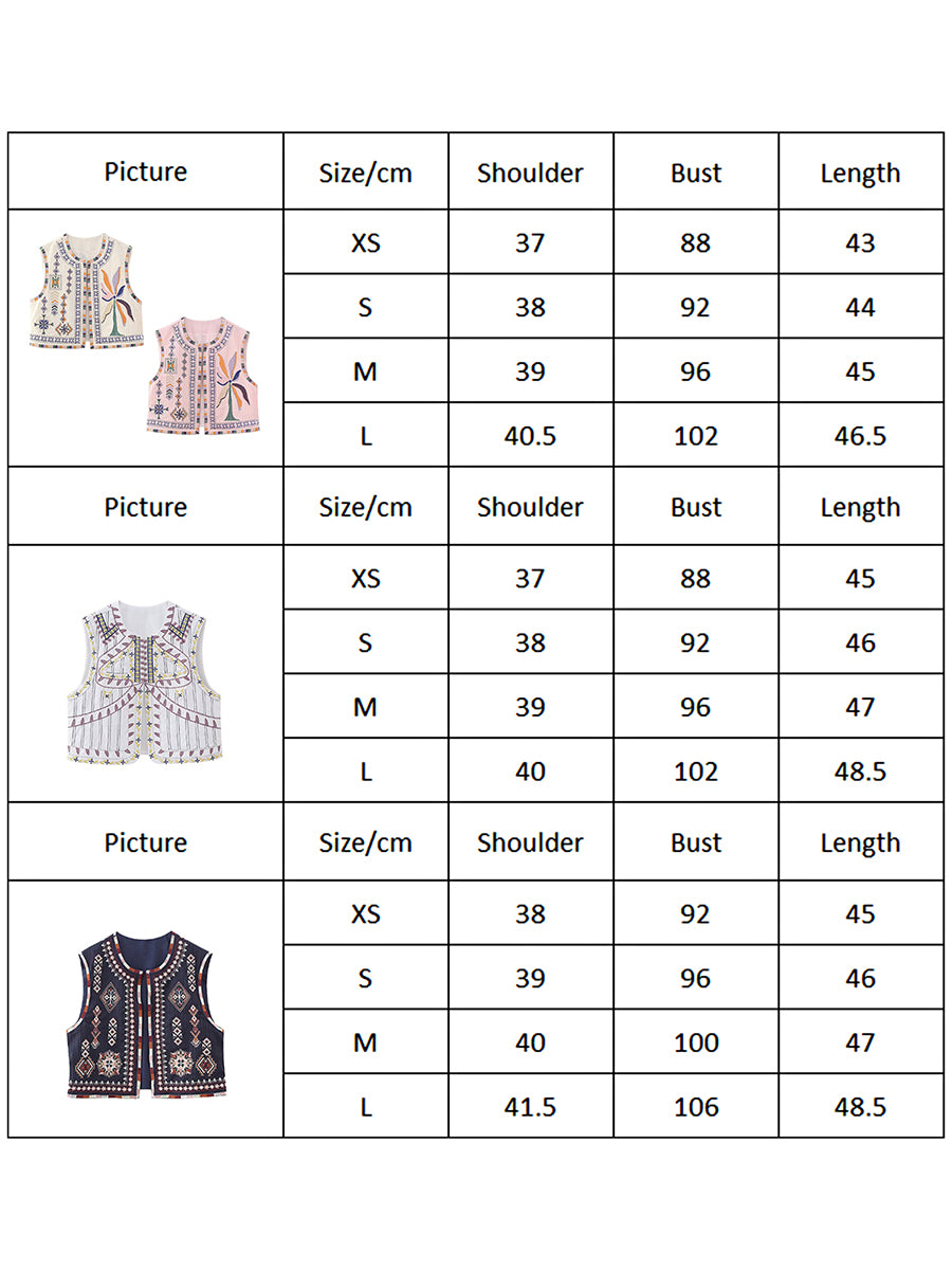 Combhasaki Women's Y2K Vintage Aesthetic Embroidery Vest Sleeveless Cardigan Round Neck Open Front Cropped Jackets Boho Outwear