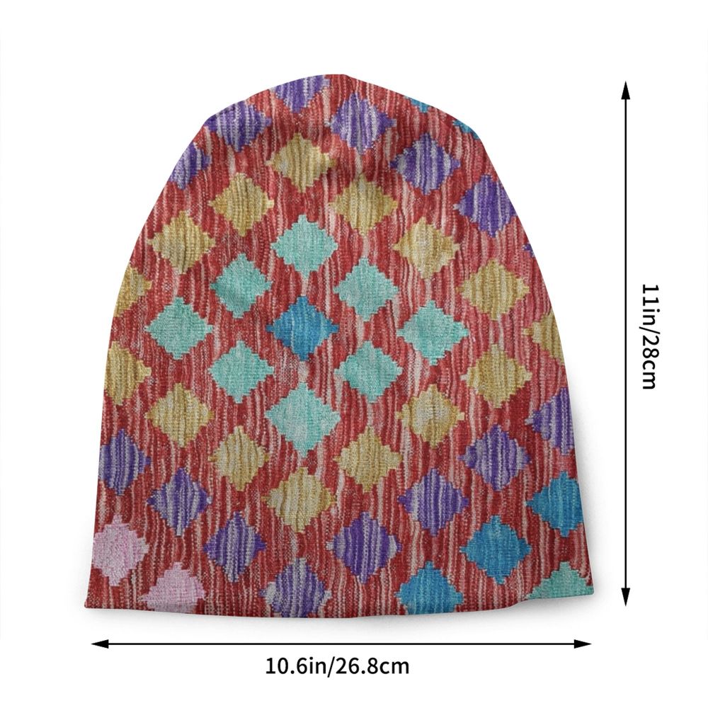 Custom Persian Kilim Print Skullies Beanies Caps Cool Warm Knitted Hats Unisex Bohemian Geometric Ethnic Style Bonnet Hats