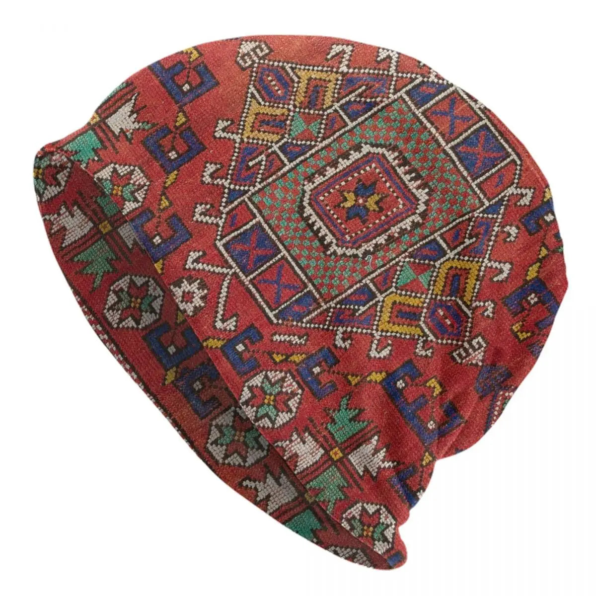 Custom Persian Kilim Print Skullies Beanies Caps Cool Warm Knitted Hats Unisex Bohemian Geometric Ethnic Style Bonnet Hats