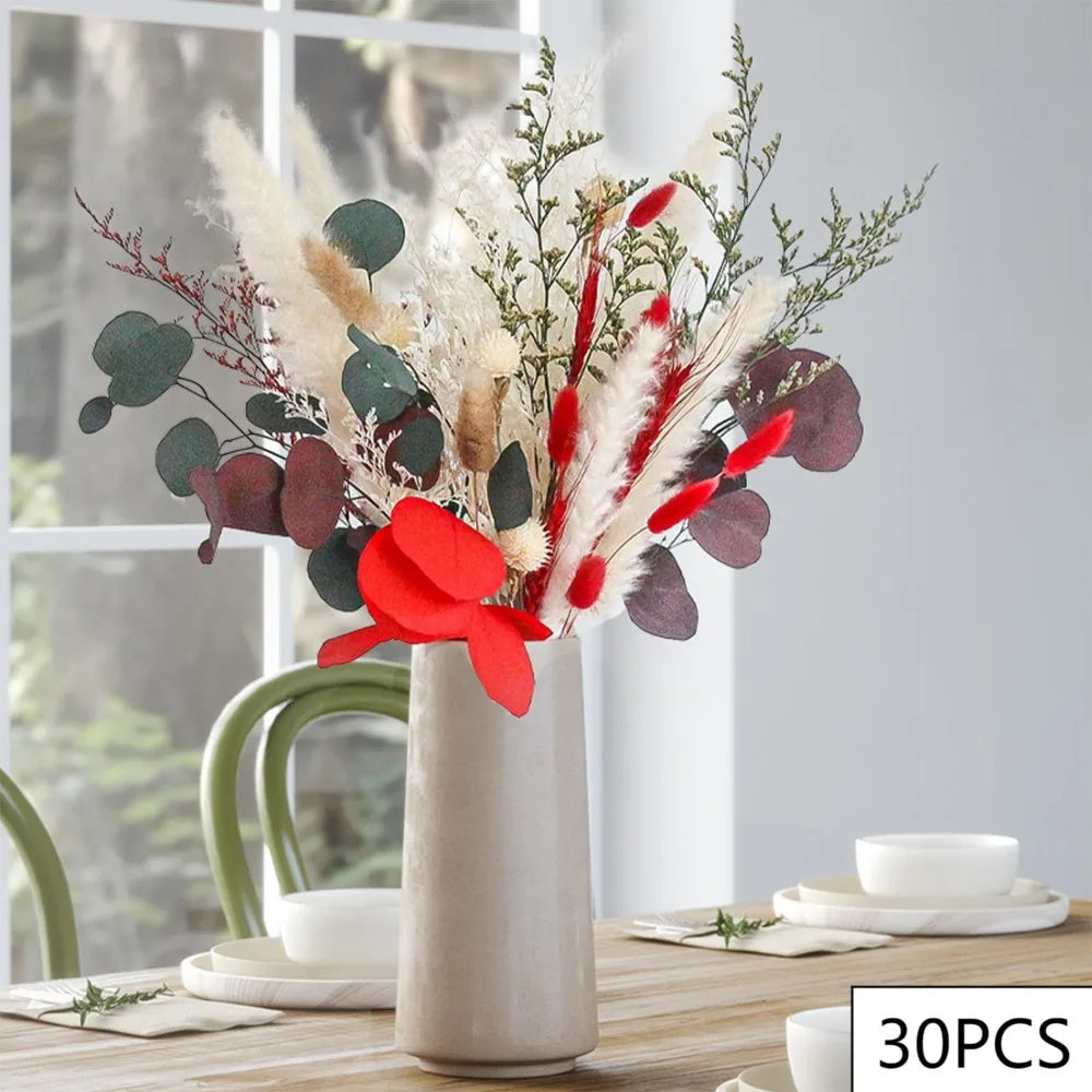 Natural Dried Pampas Grass Flowers Bouquet for Christmas Decoration Reed Eucalyptus Boho Home Decor DIY Making Craft Accessories