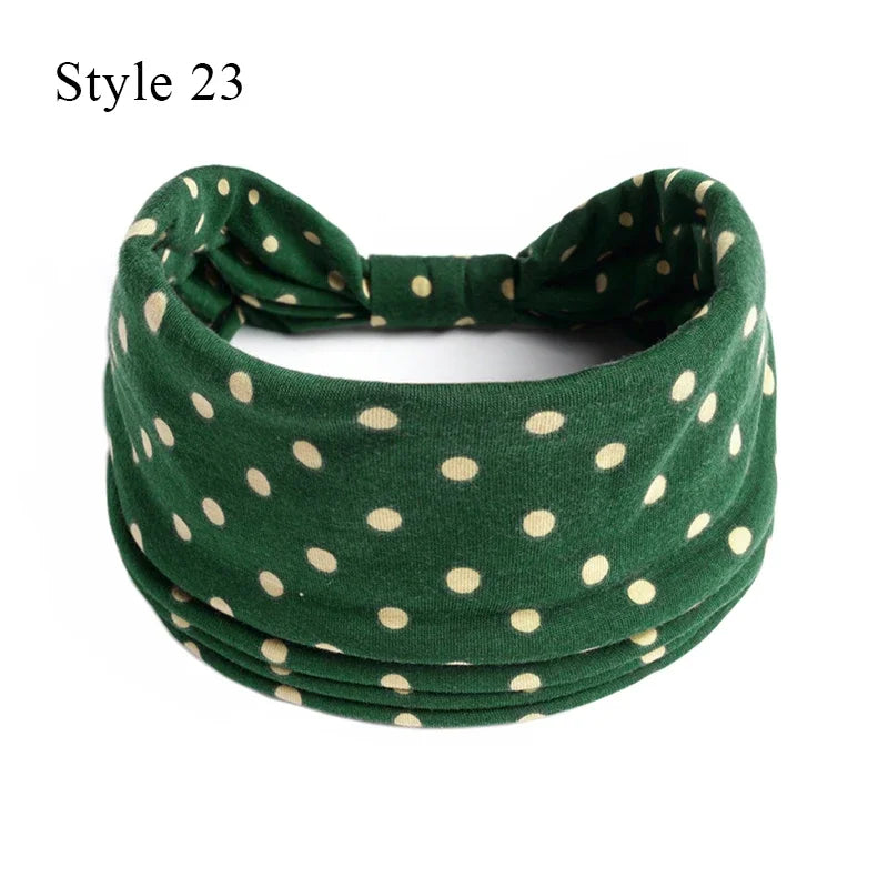 Boho Knot Turbans Yoga Elastic Head Wrap Women Headband Wide Hairbands Headwear Floral Bandanas Fashion Hair Band Accessories