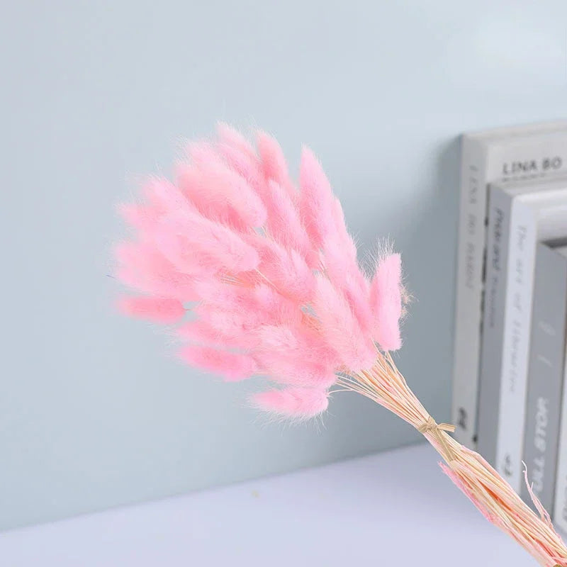 Dried Flower Bouquet Nature Black Bunny Rabbit Tail Arrange Boho Home Decor Halloween Pamaps Grass Wedding Party DIY Accessories