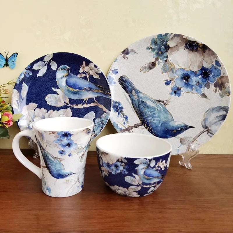 Boho Ceramic Tableware Set, Rice Bowl, Salad Plate, Home Decor, Living Room, Western Food Steak Mug