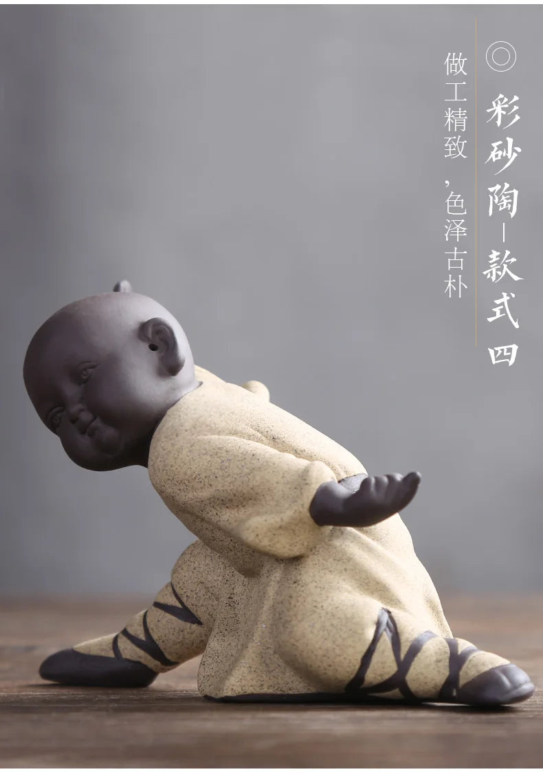 4pcs--TOP Marvellous ART Spiritual realm OFFICE home Buddhism Buddha CHAN DAO Little Monk Chinese Kung Fu porcelain ceramic