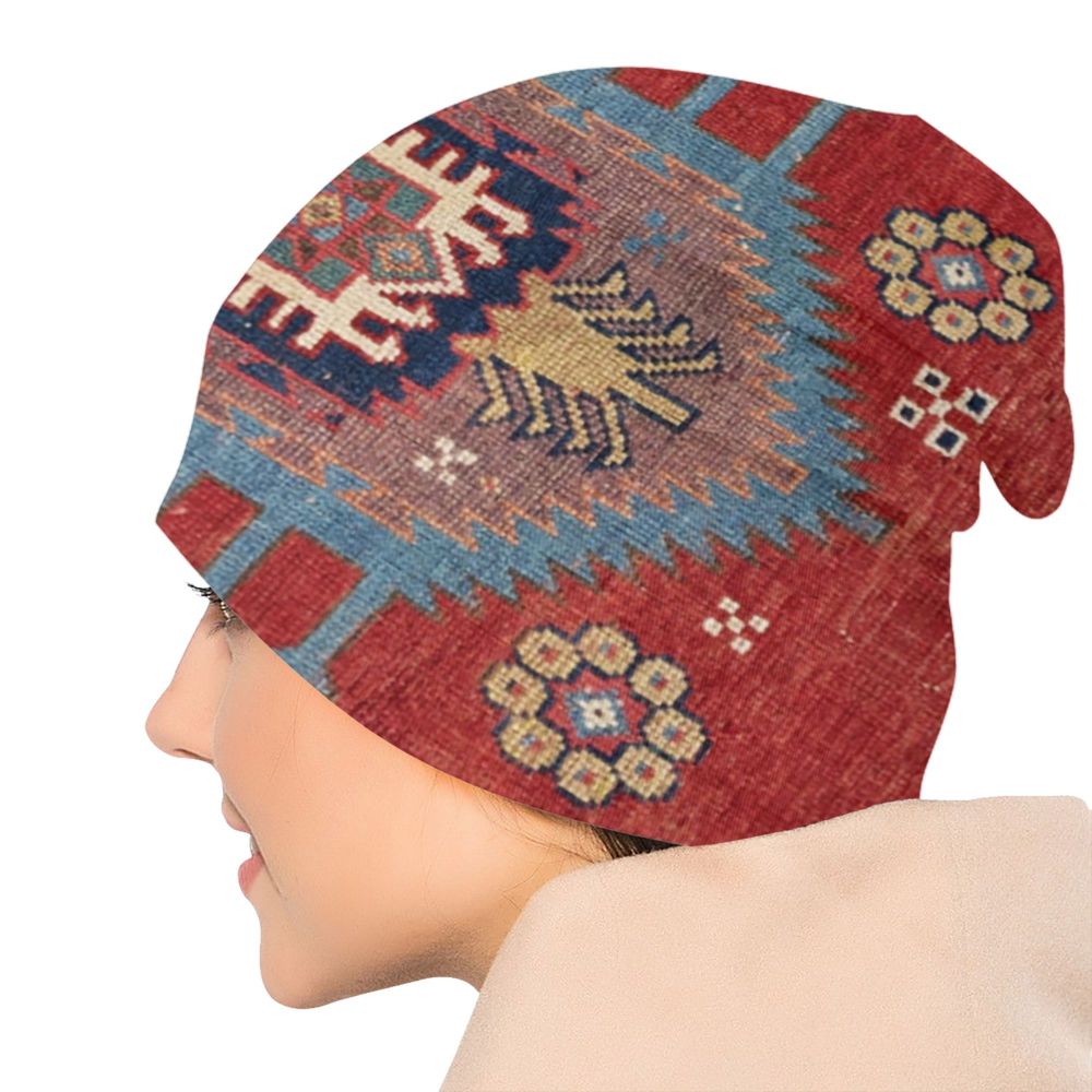 Custom Persian Kilim Print Skullies Beanies Caps Cool Warm Knitted Hats Unisex Bohemian Geometric Ethnic Style Bonnet Hats