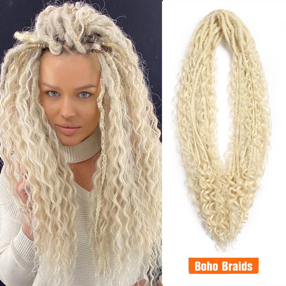 Double Ended Synthetic Dreadlock Extensions Ombre Blonde Boho Crochet Hippie Dreads 10 Strands Handmade Bohemian Box Braids