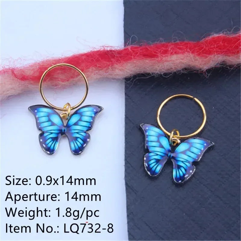 5-20pcs Boho Butterfly Hair Ring Dreadlocks Beads Hair Braid Rings Clips Dread Locks Hair Braiding Accessories