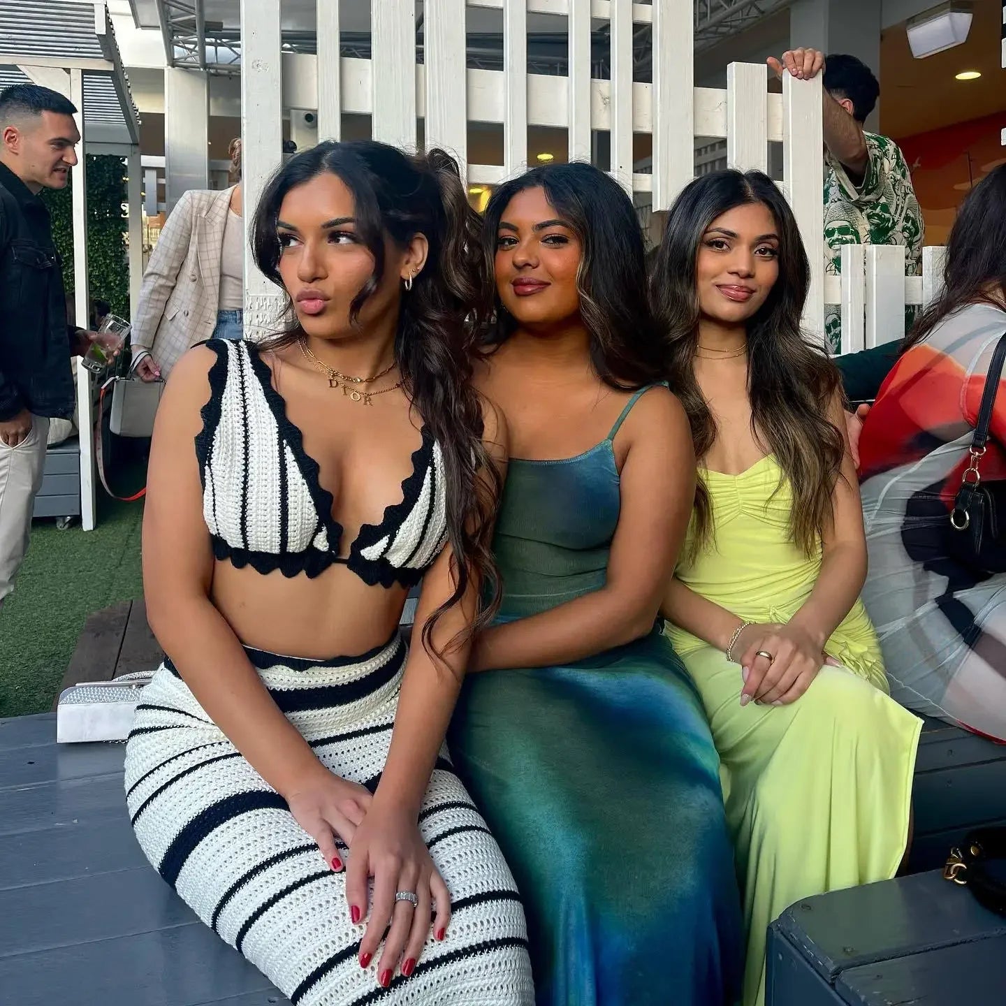 Trendix Stripe Knit Skirt And Bra Sets Women Sexy Backless Sleeveless Bikini Top Boho Party Elegant Knitwear Long Evening Dress