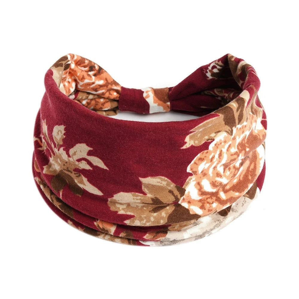 Boho Knot Turbans Yoga Elastic Head Wrap Women Headband Wide Hairbands Headwear Floral Bandanas Fashion Hair Band Accessories