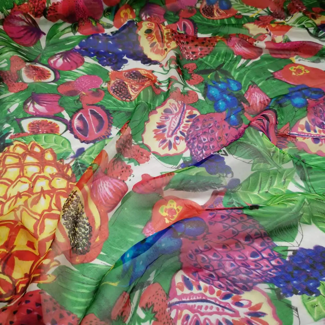 Pure Silk 100% Fabric On Sale Bohemian Floral Chiffon Style Width 135cm Soft 6mm Dress Scarf Material