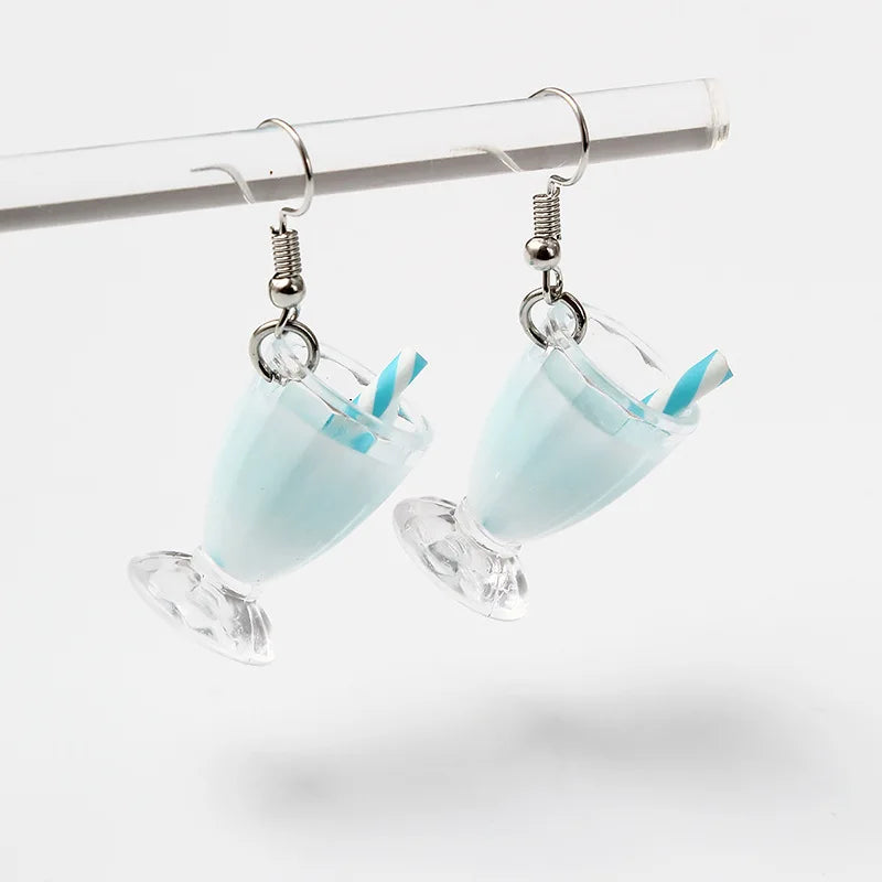 Boho Spring Summer Women's Earrings Tea With Milk Acrylic Fruit Cup Trend Fashion Originality Jewelry Sweet Lovely Girl Earrings