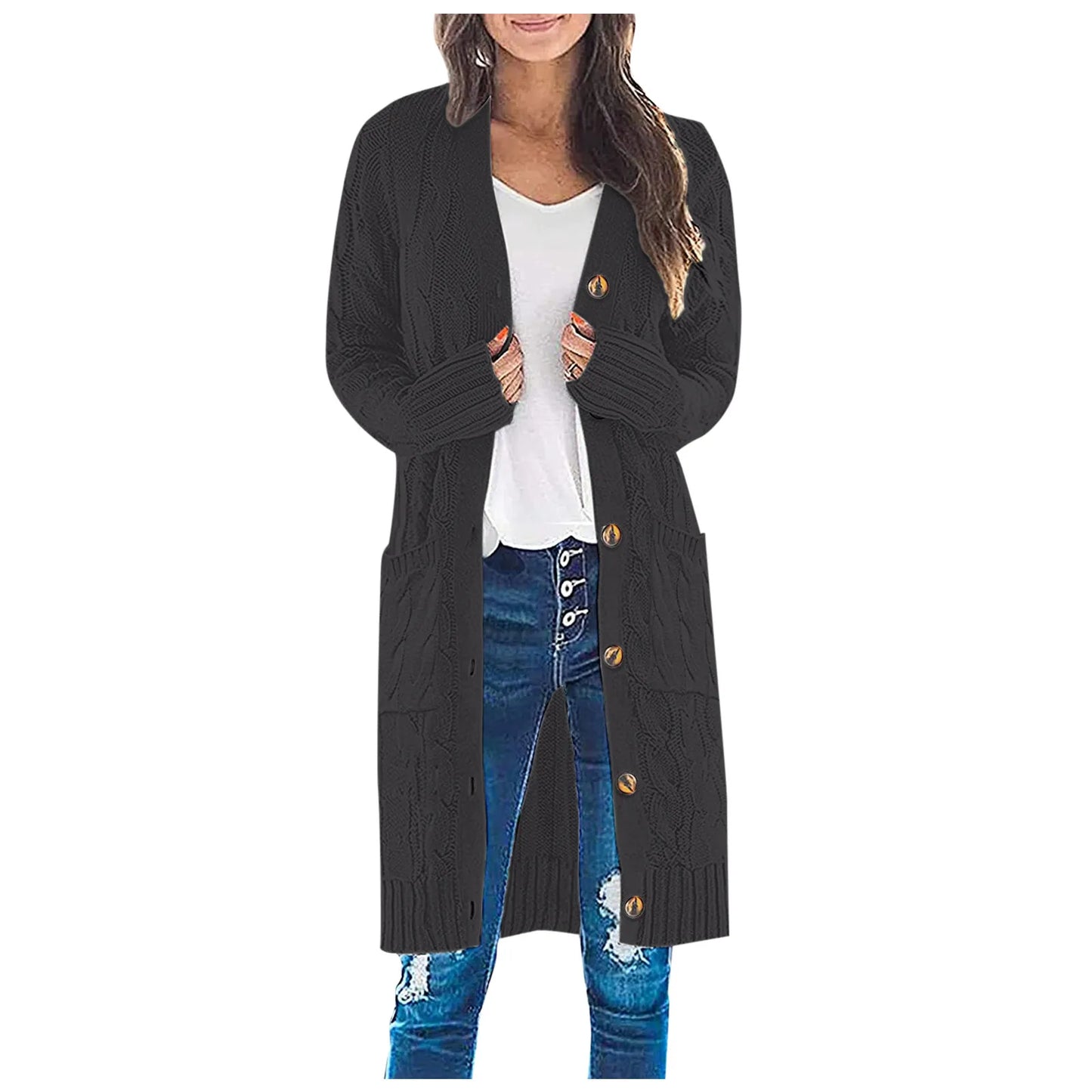 Women Boho Patchwork Cardigan Casual Loose Long Sweater Open Front Knit Sweaters Coat Korean Style Sweater For Women Daily