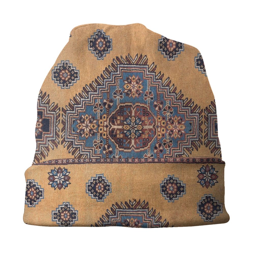Custom Persian Kilim Print Skullies Beanies Caps Cool Warm Knitted Hats Unisex Bohemian Geometric Ethnic Style Bonnet Hats