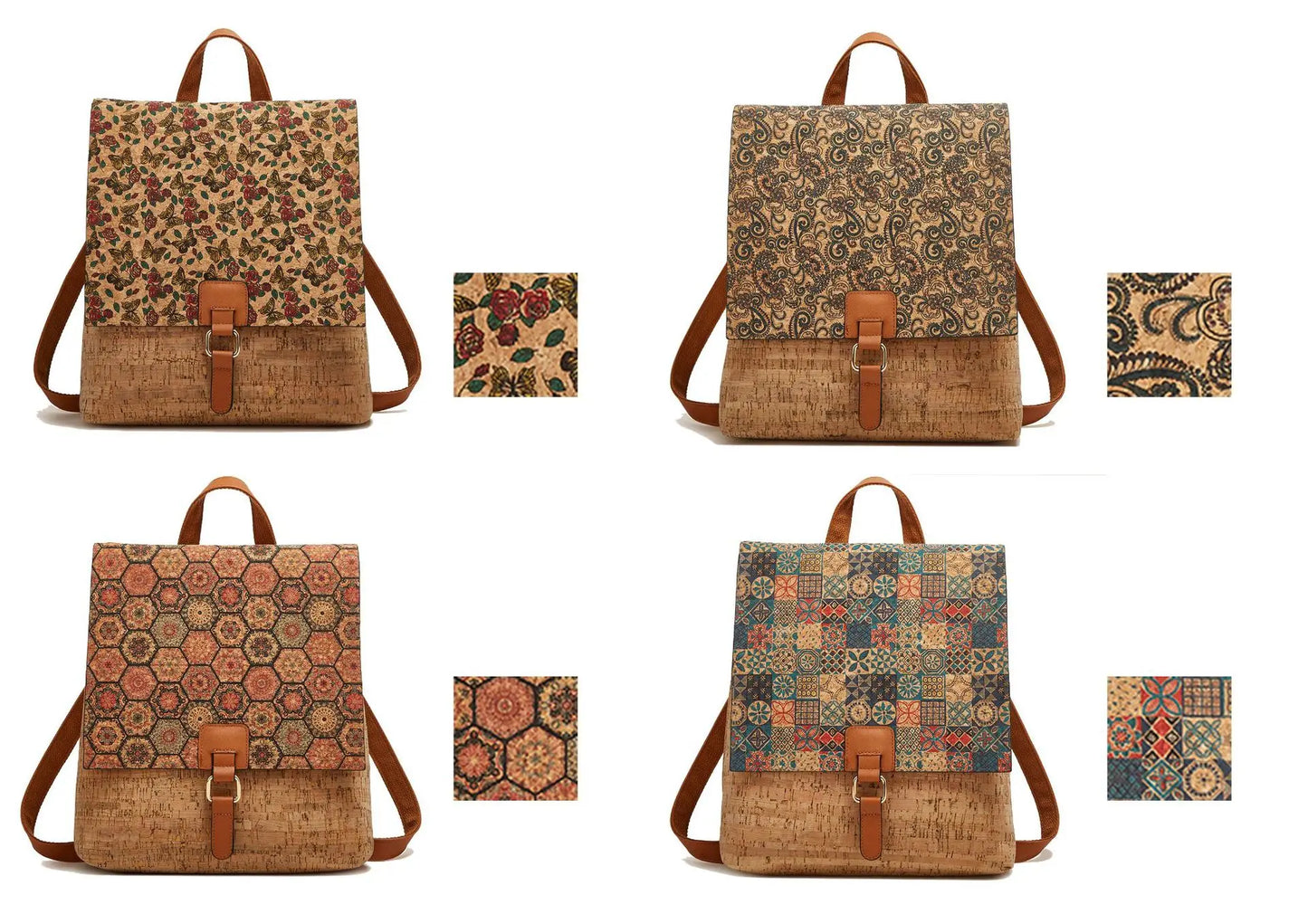 Kraft Paper Big Capacity Hippie Gypsy Backpack Eco-friendly Artificial Leather Boho Bohemian Ibiza Ethnic Laptop Street Backpack