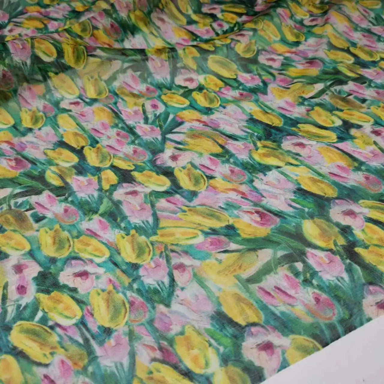 Pure Silk 100% Fabric On Sale Bohemian Floral Chiffon Style Width 135cm Soft 6mm Dress Scarf Material