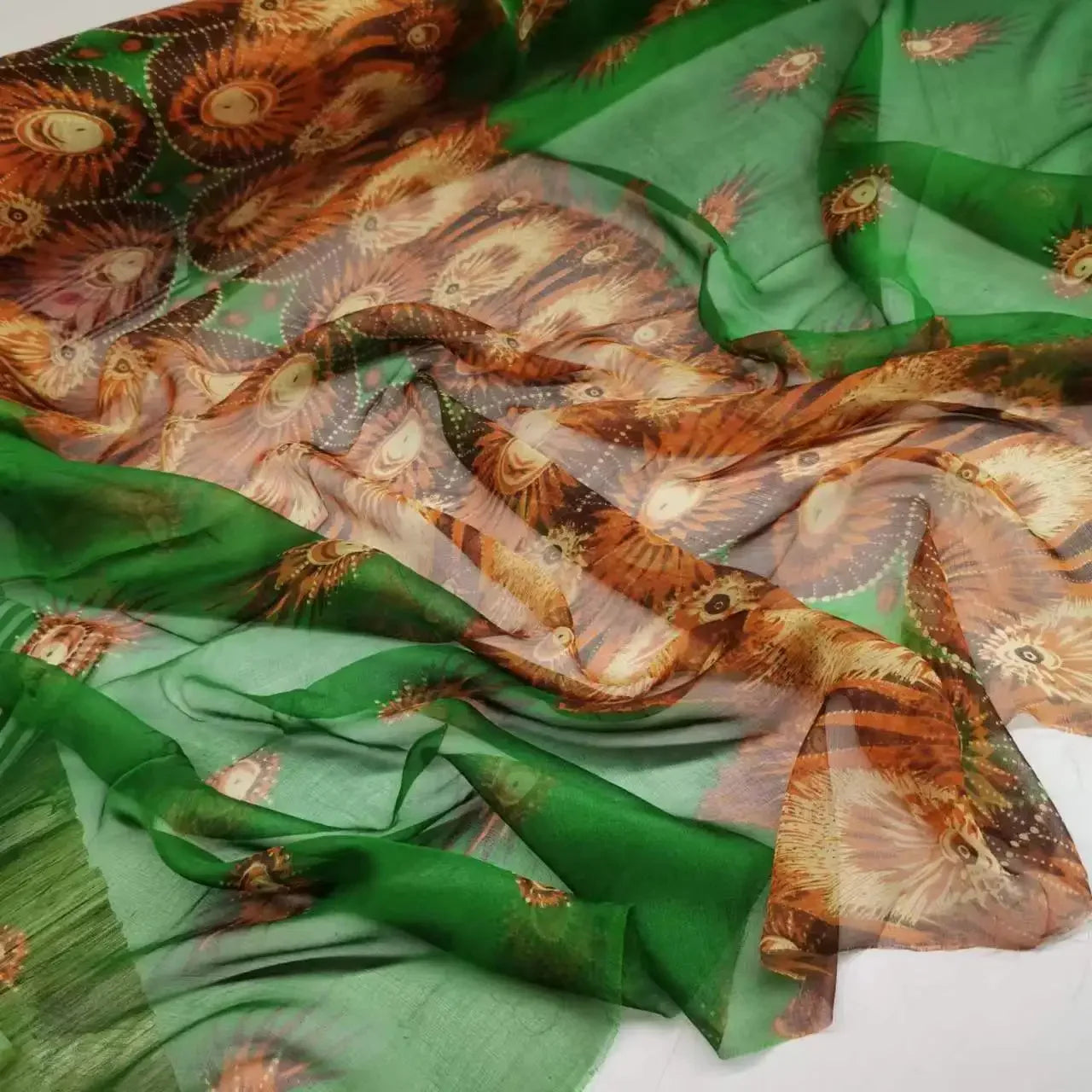 Pure Silk 100% Fabric On Sale Bohemian Floral Chiffon Style Width 135cm Soft 6mm Dress Scarf Material