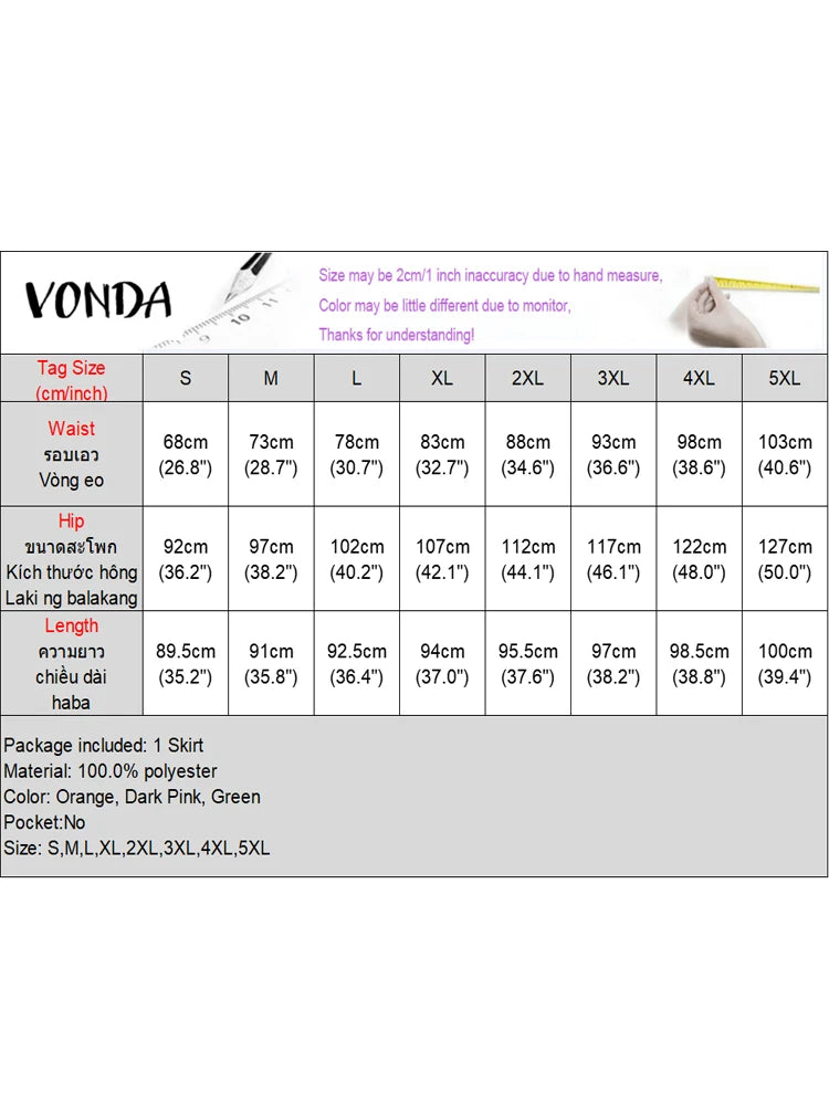 Plus Size 5XL VONDA Women Maxi Long Skirts 2024 Fashion Elegant Printed Skirts Office Casual Loose Ruffle Party Bottoms Baggy