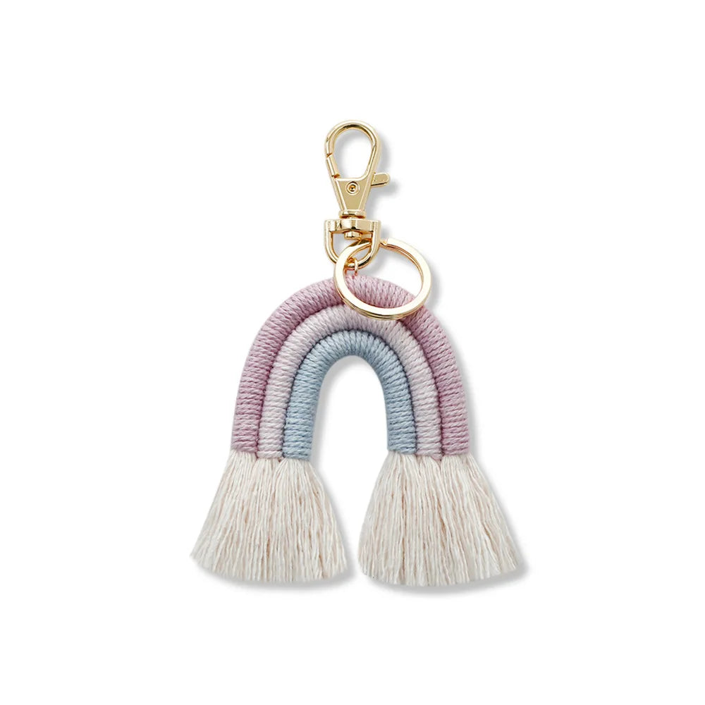 Fashion Rainbow Keychain Bohemian Tassel Key Chain Car Keyring Holder Women Girl Bag Ornaments Handbag Charms Wallet Purse Decor