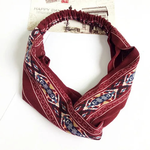 BOHOWAII Bandeau Cheveux Hair Band for Women Wide Head Wraps Knotted Elastic Teen Girls Yoga Workout Diademas Boho Chic Bandana
