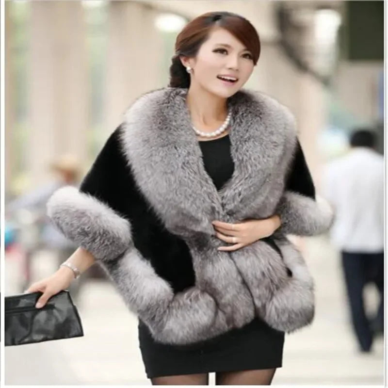 Luxury Faux Fur Scarf Cape Winter Warm Bolero Bridal Poncho Elegant Soft Mink Female Wedding Cloak Jacket E162