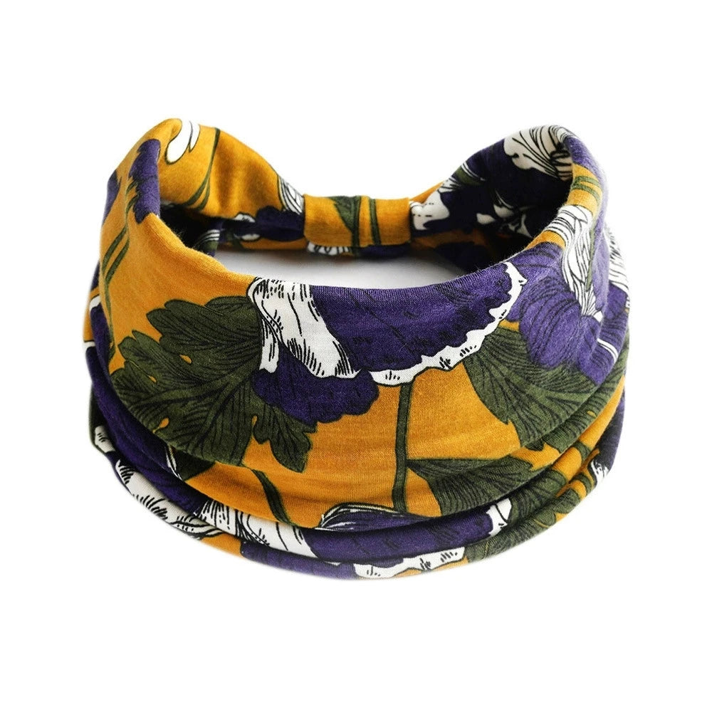 Boho Knot Turbans Yoga Elastic Head Wrap Women Headband Wide Hairbands Headwear Floral Bandanas Fashion Hair Band Accessories
