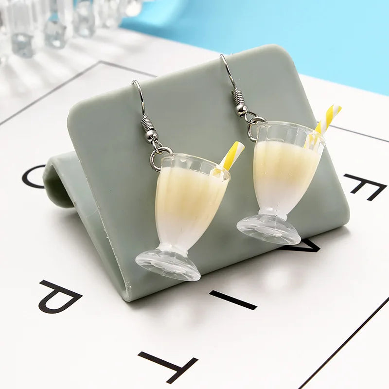 Boho Spring Summer Women's Earrings Tea With Milk Acrylic Fruit Cup Trend Fashion Originality Jewelry Sweet Lovely Girl Earrings