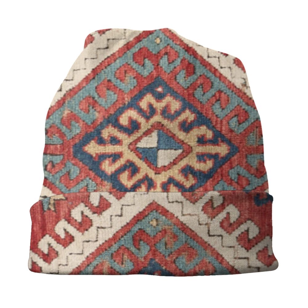 Custom Persian Kilim Print Skullies Beanies Caps Cool Warm Knitted Hats Unisex Bohemian Geometric Ethnic Style Bonnet Hats
