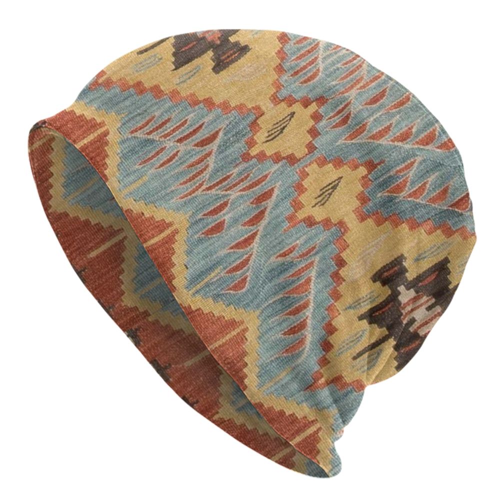 Custom Persian Kilim Print Skullies Beanies Caps Cool Warm Knitted Hats Unisex Bohemian Geometric Ethnic Style Bonnet Hats