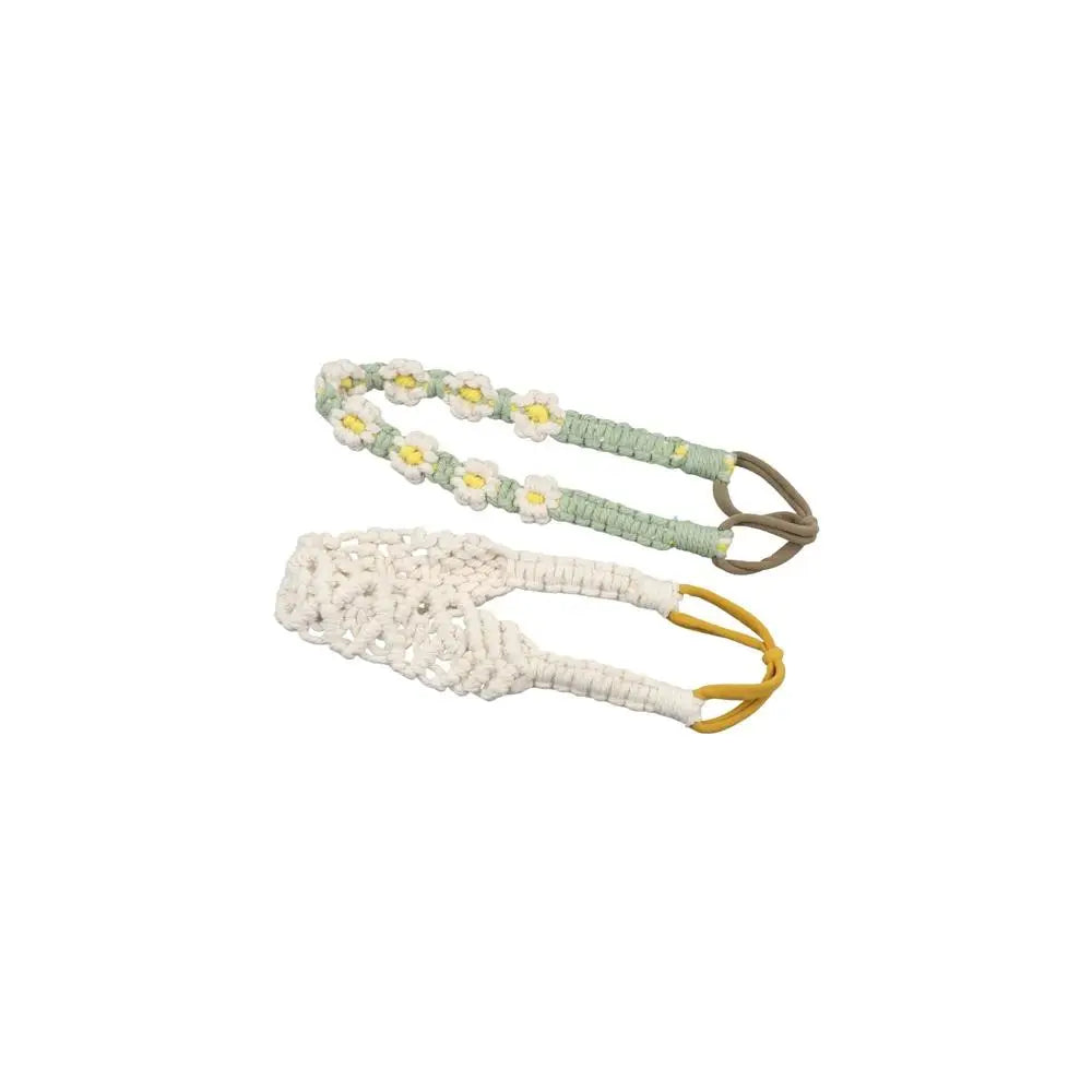 Cute Ethnic Style Flower Turban Headwrap Braided Rope Bohemian Headband Macrame Hair Band Women Hair Scarf Crochet Bandana