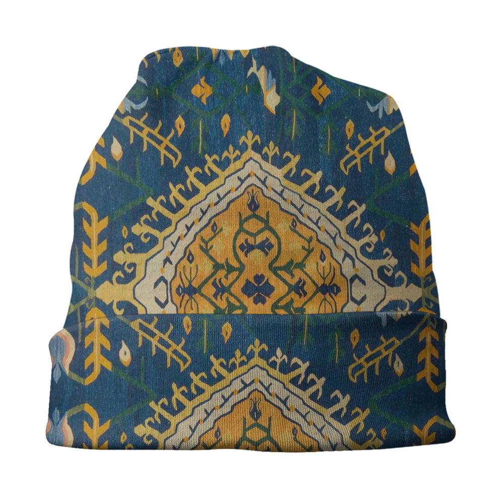 Custom Persian Kilim Print Skullies Beanies Caps Cool Warm Knitted Hats Unisex Bohemian Geometric Ethnic Style Bonnet Hats