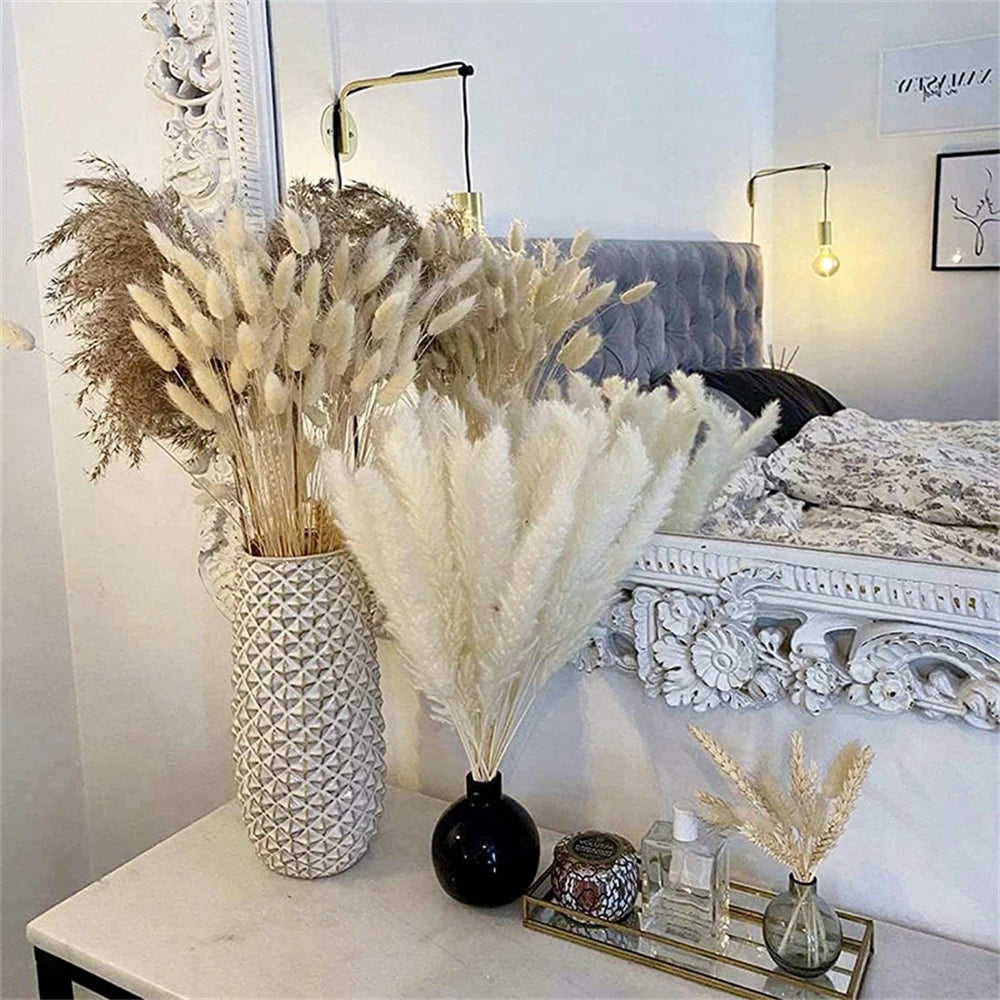 60PCS Dry Flower For Decoration Pampas Grass Boho Home Decor Country Wedding Accessories Deco Dried Flowers Dekoration Pampa