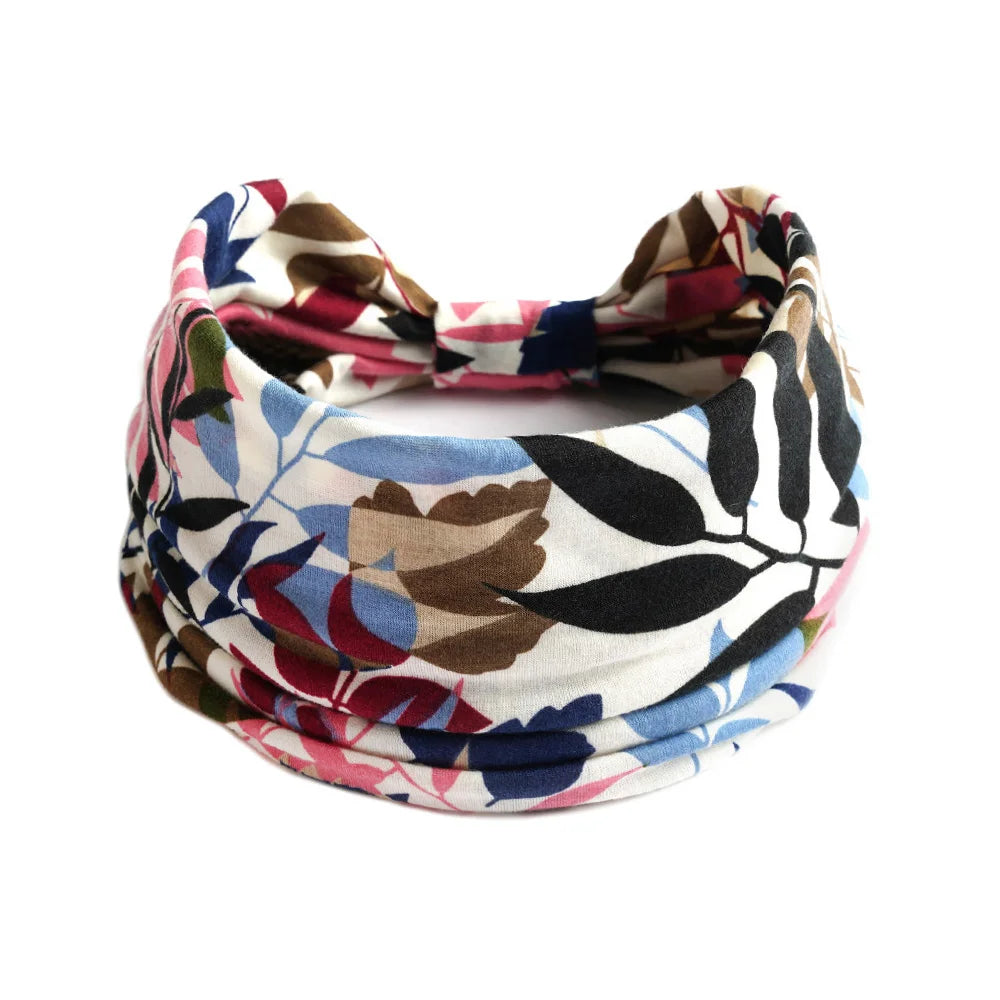 Boho Knot Turbans Yoga Elastic Head Wrap Women Headband Wide Hairbands Headwear Floral Bandanas Fashion Hair Band Accessories