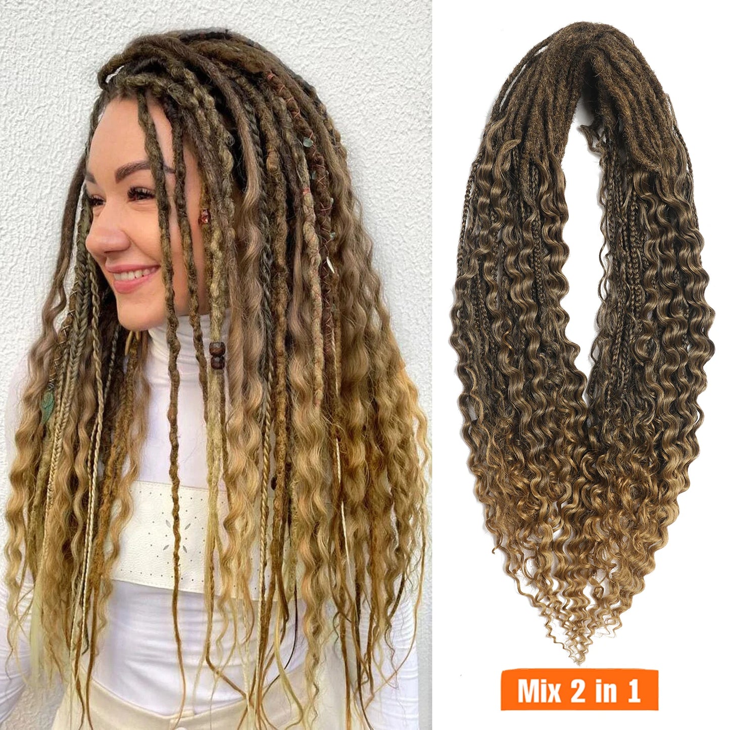 Double Ended Synthetic Dreadlock Extensions Ombre Blonde Boho Crochet Hippie Dreads 10 Strands Handmade Bohemian Box Braids