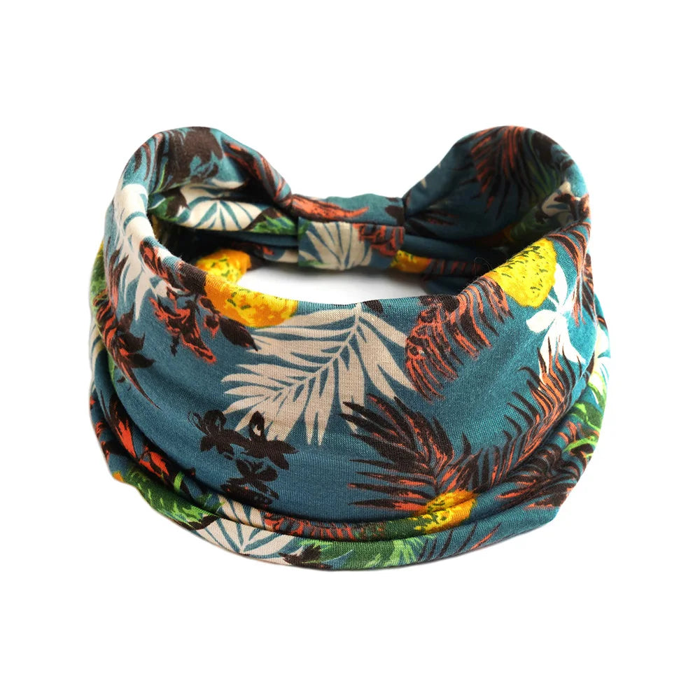Boho Knot Turbans Yoga Elastic Head Wrap Women Headband Wide Hairbands Headwear Floral Bandanas Fashion Hair Band Accessories