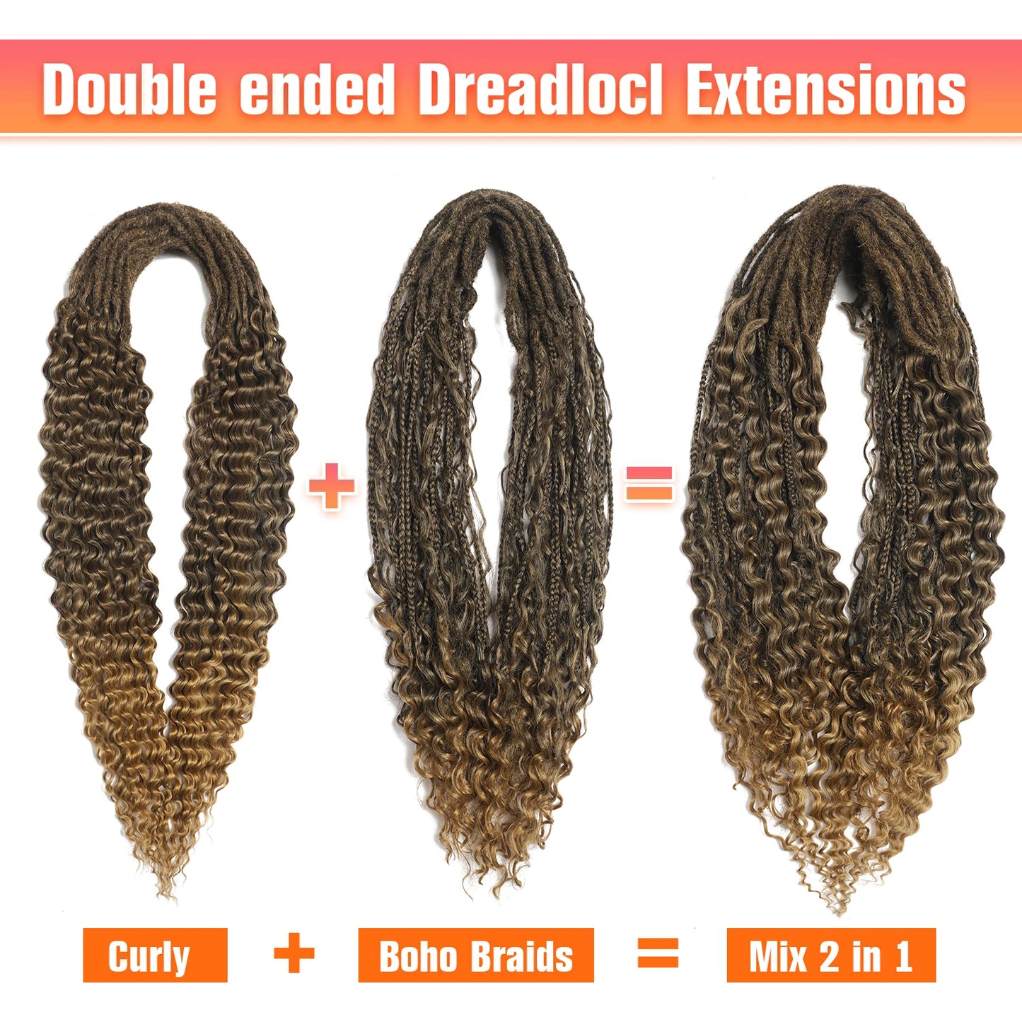 Double Ended Synthetic Dreadlock Extensions Ombre Blonde Boho Crochet Hippie Dreads 10 Strands Handmade Bohemian Box Braids