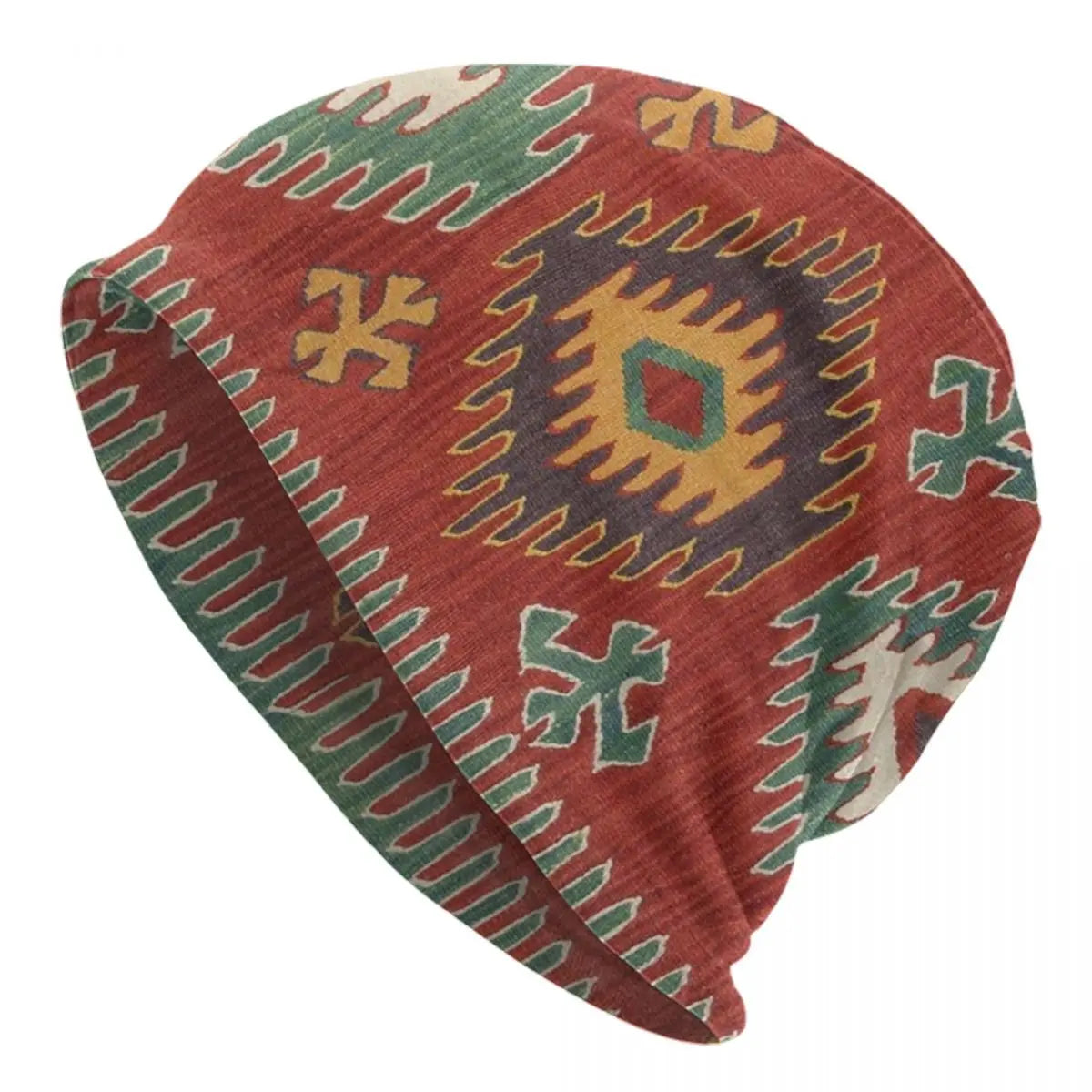 Custom Persian Kilim Print Skullies Beanies Caps Cool Warm Knitted Hats Unisex Bohemian Geometric Ethnic Style Bonnet Hats