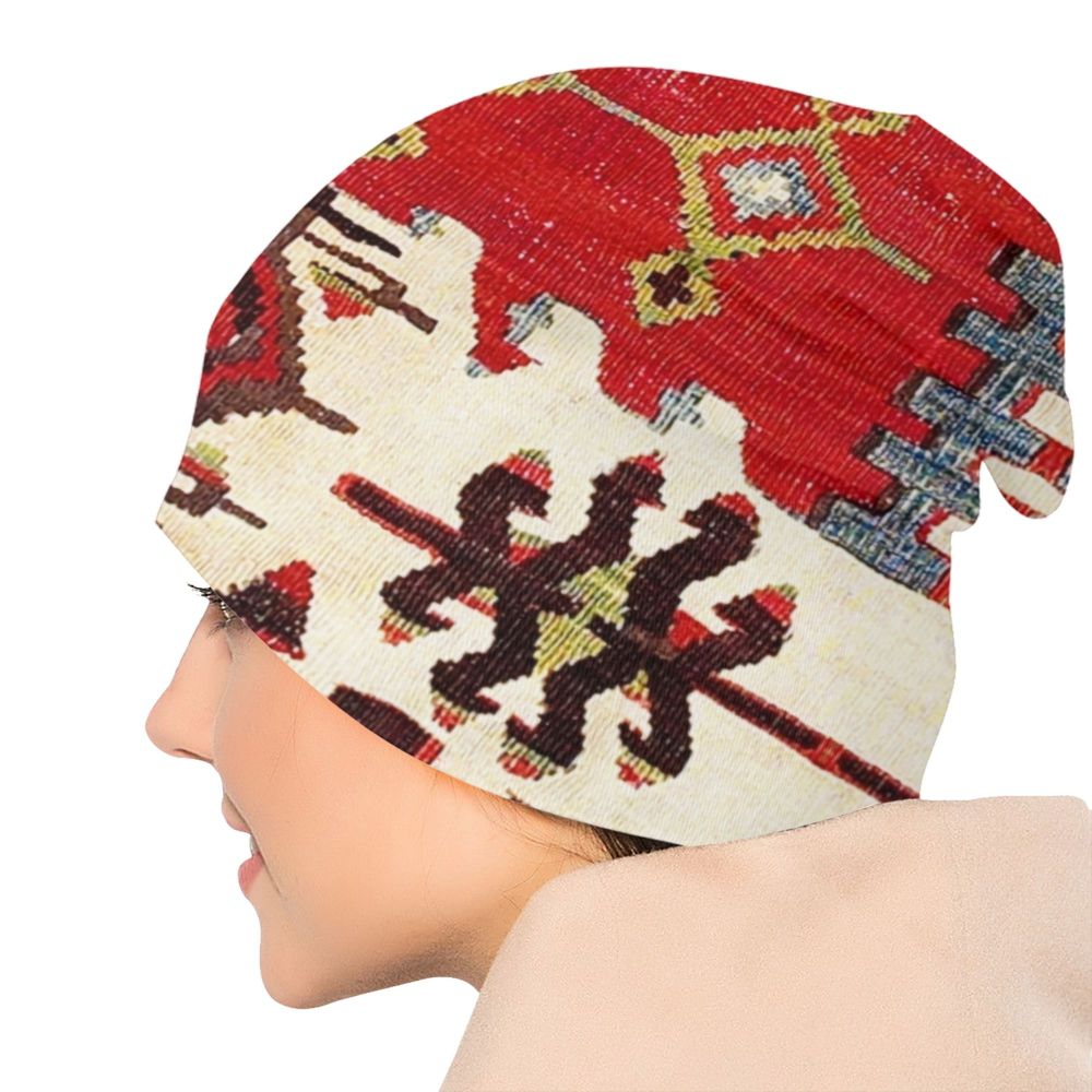 Custom Persian Kilim Print Skullies Beanies Caps Cool Warm Knitted Hats Unisex Bohemian Geometric Ethnic Style Bonnet Hats
