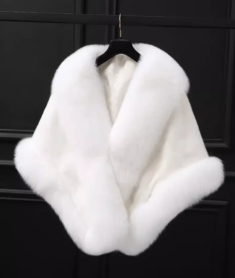 Luxury Faux Fur Scarf Cape Winter Warm Bolero Bridal Poncho Elegant Soft Mink Female Wedding Cloak Jacket E162