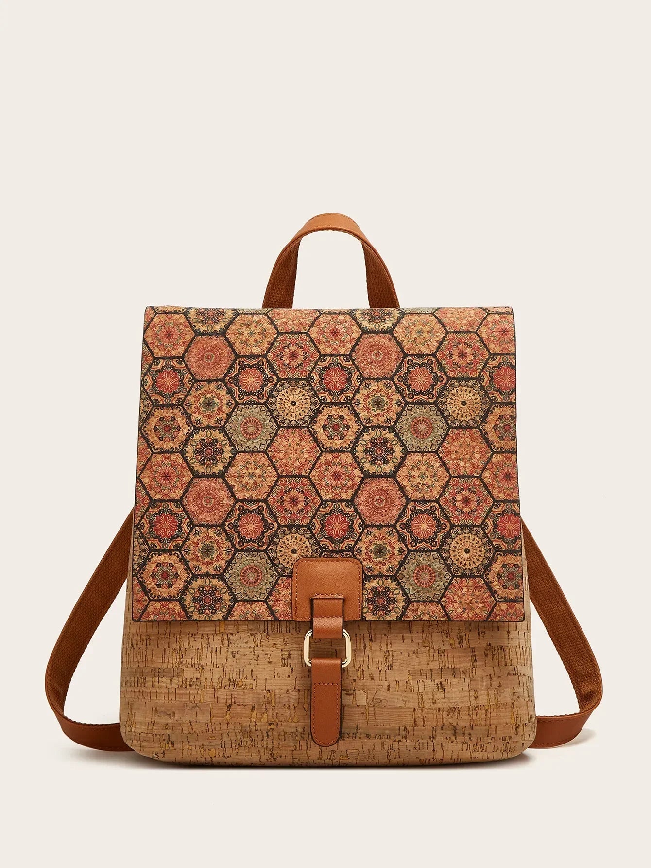 Kraft Paper Big Capacity Hippie Gypsy Backpack Eco-friendly Artificial Leather Boho Bohemian Ibiza Ethnic Laptop Street Backpack