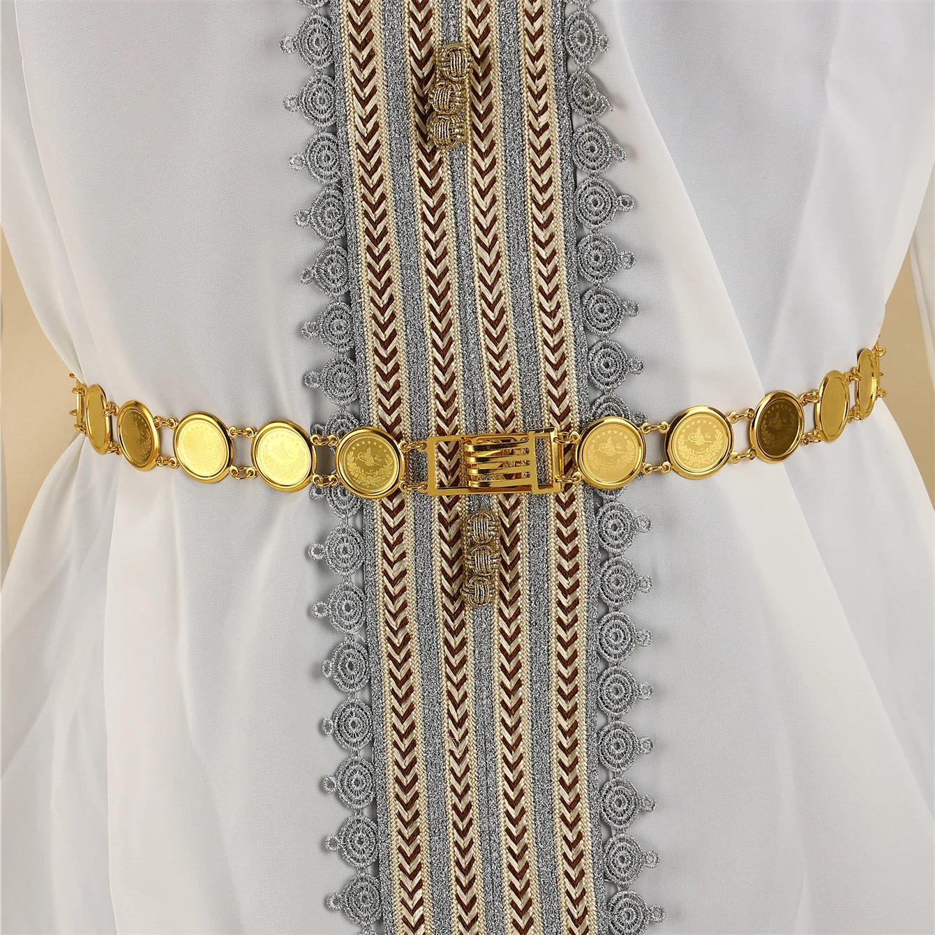 Fashion Algerian Bridal Coins Gold Plated Belt Traditional Arab Festival Woman Wedding Party Metal Waist Chain Jewelry