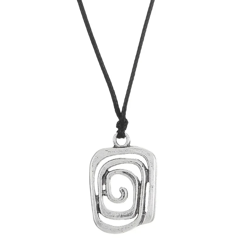 Vintage Spiral Vortex Pendant Necklace Hand-woven Leather Rope Necklace for Women Boho Goth Necklace Fashion 2023 Y2K Jewelry