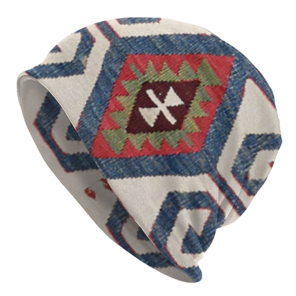 Custom Persian Kilim Print Skullies Beanies Caps Cool Warm Knitted Hats Unisex Bohemian Geometric Ethnic Style Bonnet Hats