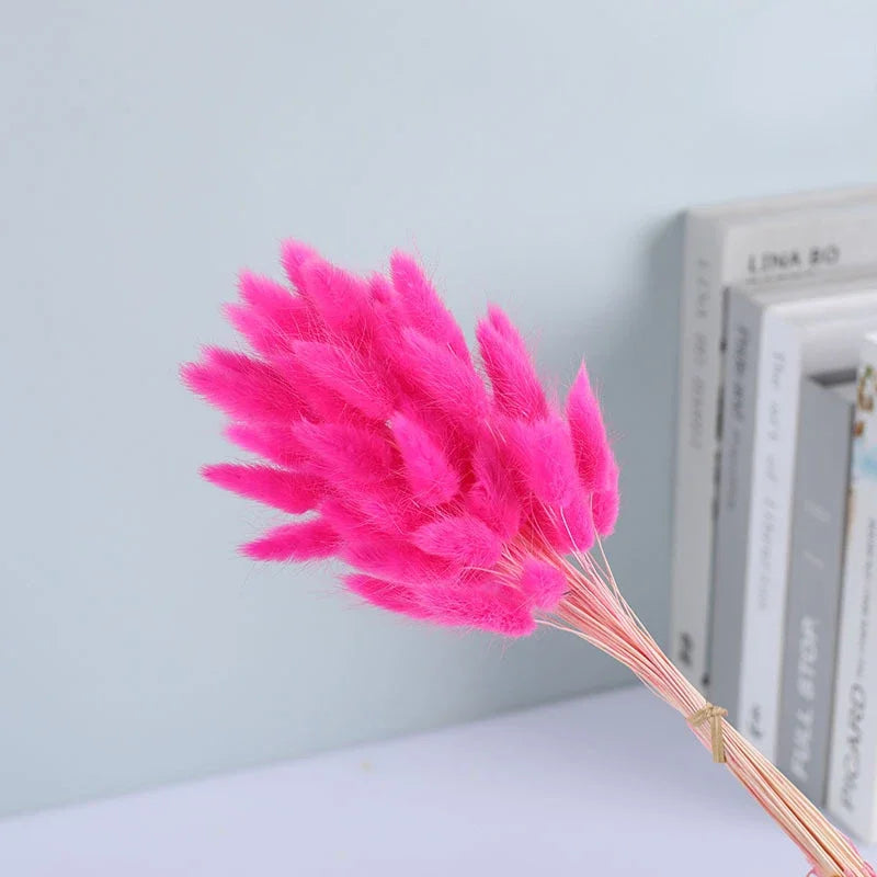 Dried Flower Bouquet Nature Black Bunny Rabbit Tail Arrange Boho Home Decor Halloween Pamaps Grass Wedding Party DIY Accessories