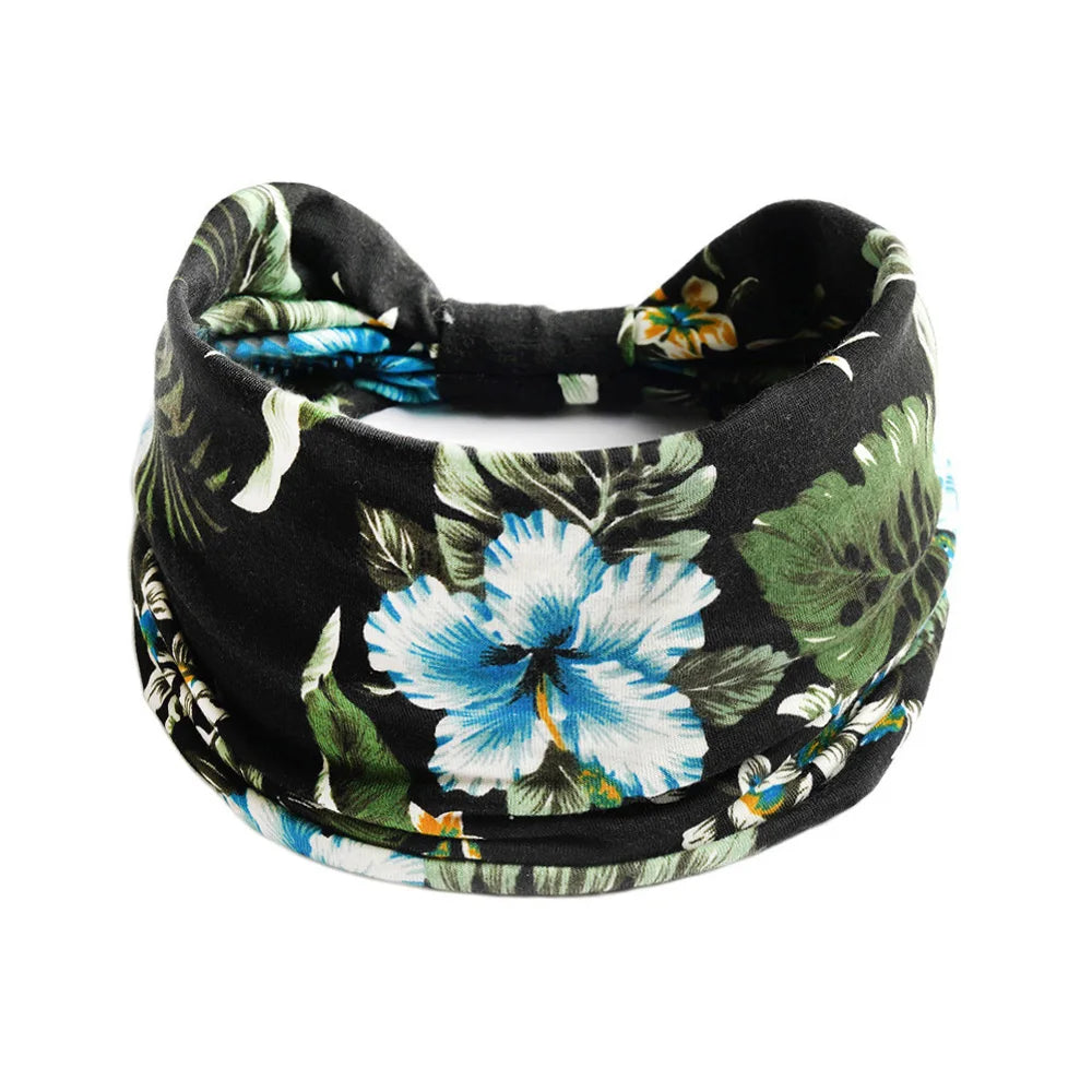 Boho Knot Turbans Yoga Elastic Head Wrap Women Headband Wide Hairbands Headwear Floral Bandanas Fashion Hair Band Accessories